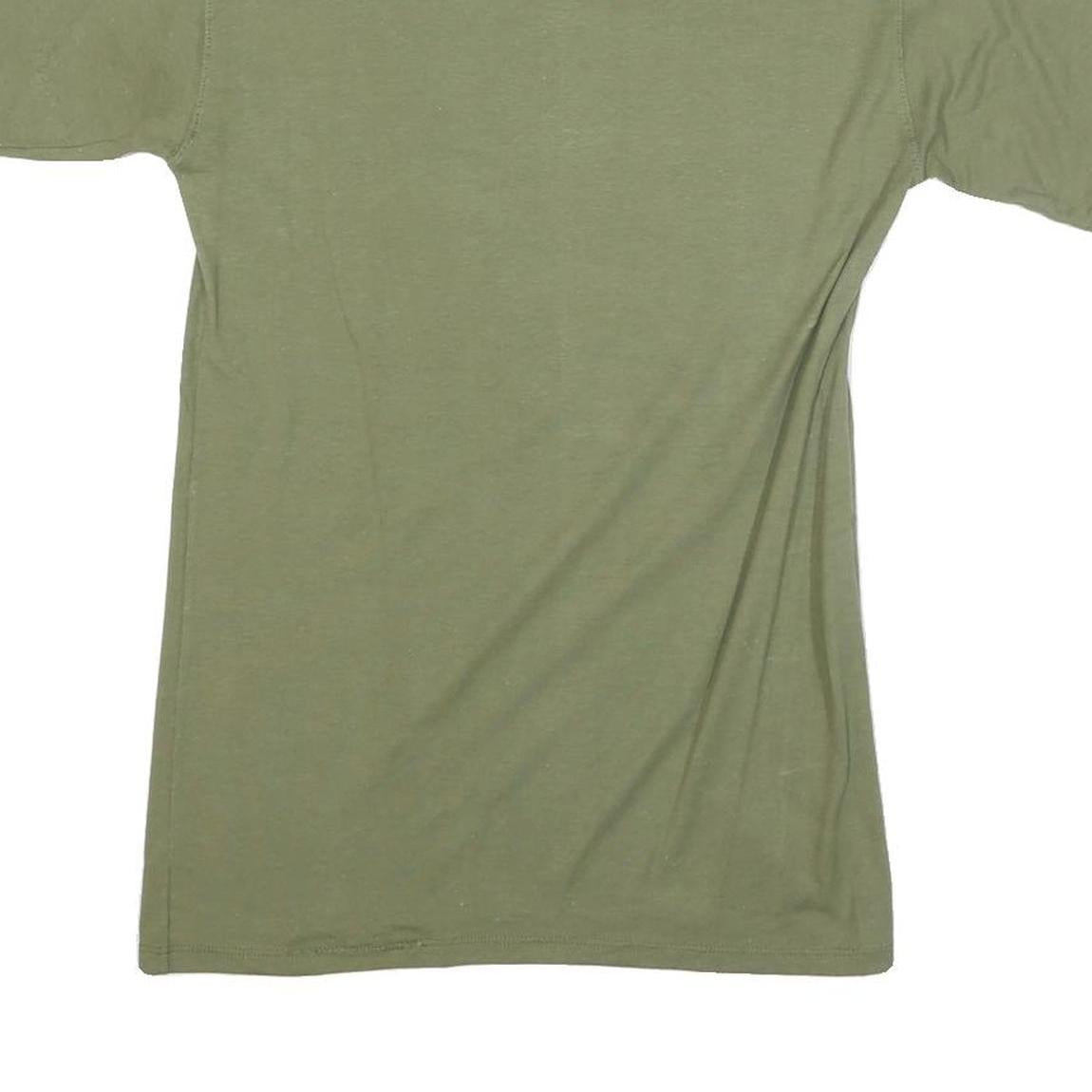 CHAMPION Mens Green Crew Neck Short Sleeve S Cotton Blend T-Shirt Logo