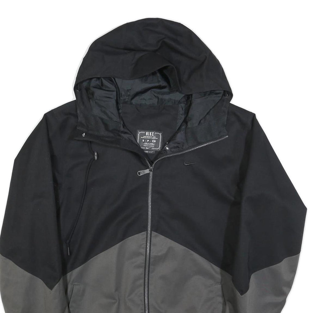 NIKE Mens Black & Grey Zip Hooded Polyester Blend Jacket S Storm-Fit