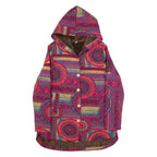 Sherpa Lined Womens Jacket Red Hooded Crazy Pattern S