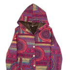 Sherpa Lined Womens Jacket Red Hooded Crazy Pattern S