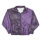 RODIN Mens Purple & Check Zip Jacket L Nylon Casual Lightweight Outerwear