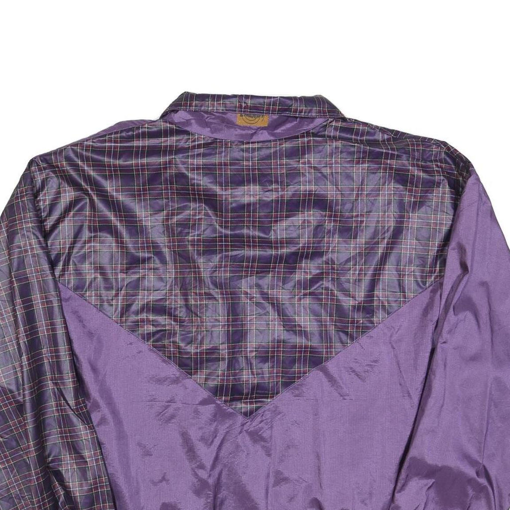 RODIN Mens Purple & Check Zip Jacket L Nylon Casual Lightweight Outerwear