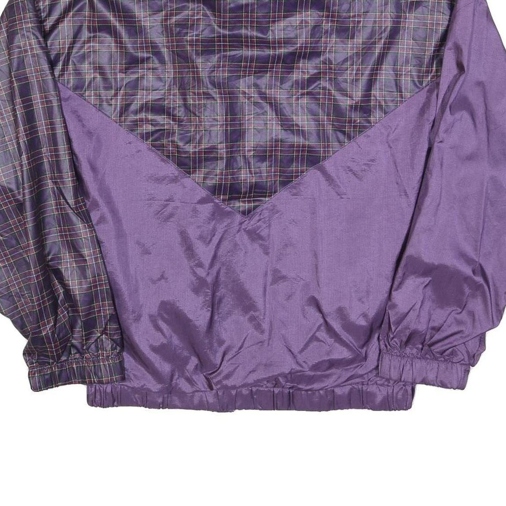 RODIN Mens Purple & Check Zip Jacket L Nylon Casual Lightweight Outerwear