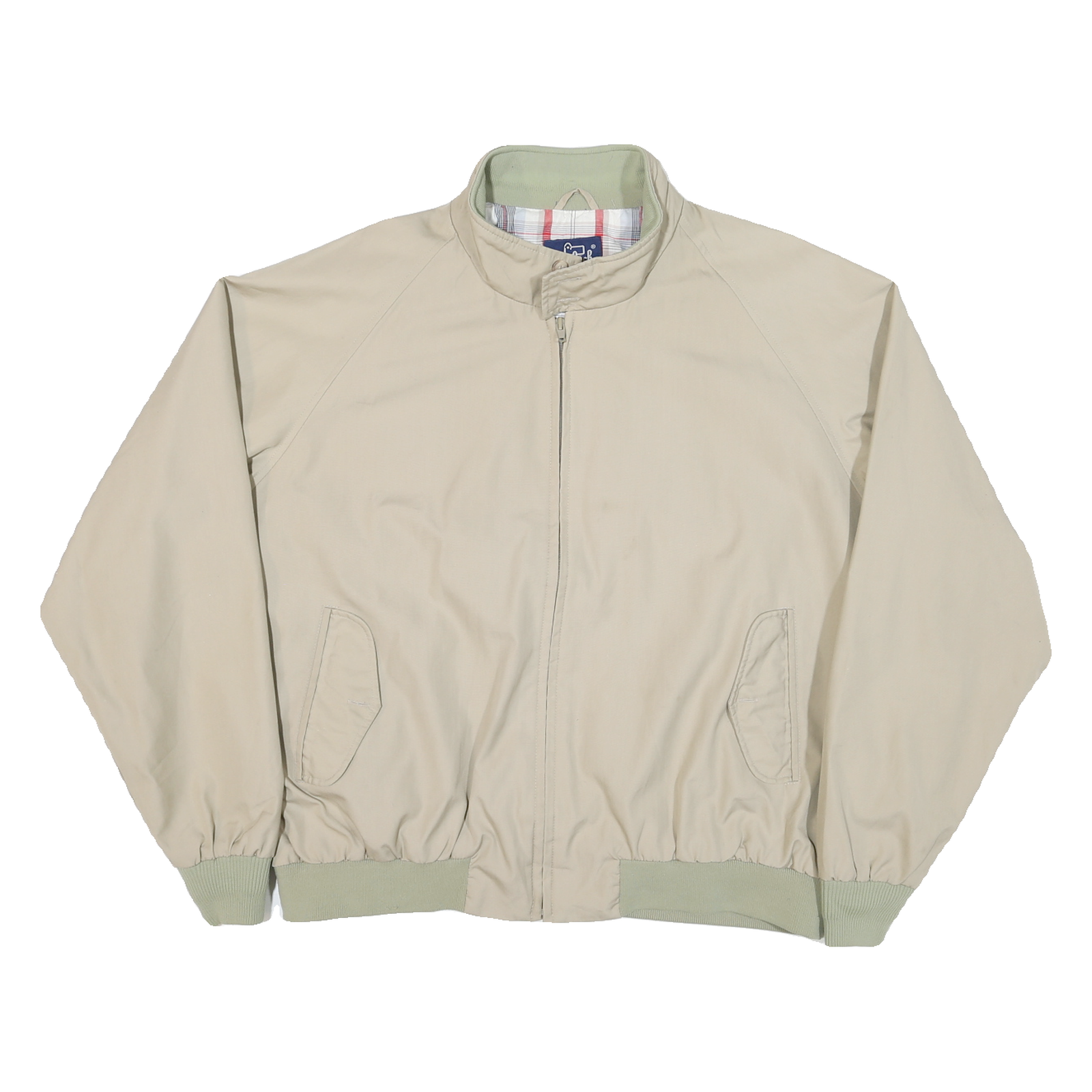 WOOLRICH Mens Beige Cotton Blend Harrington Jacket XL Plain Zip Casual Outerwear
