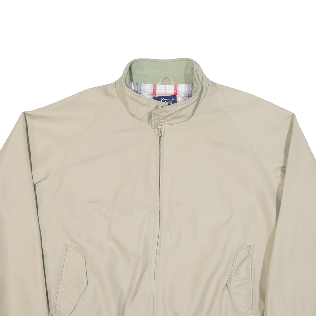 WOOLRICH Mens Beige Cotton Blend Harrington Jacket XL Plain Zip Casual Outerwear