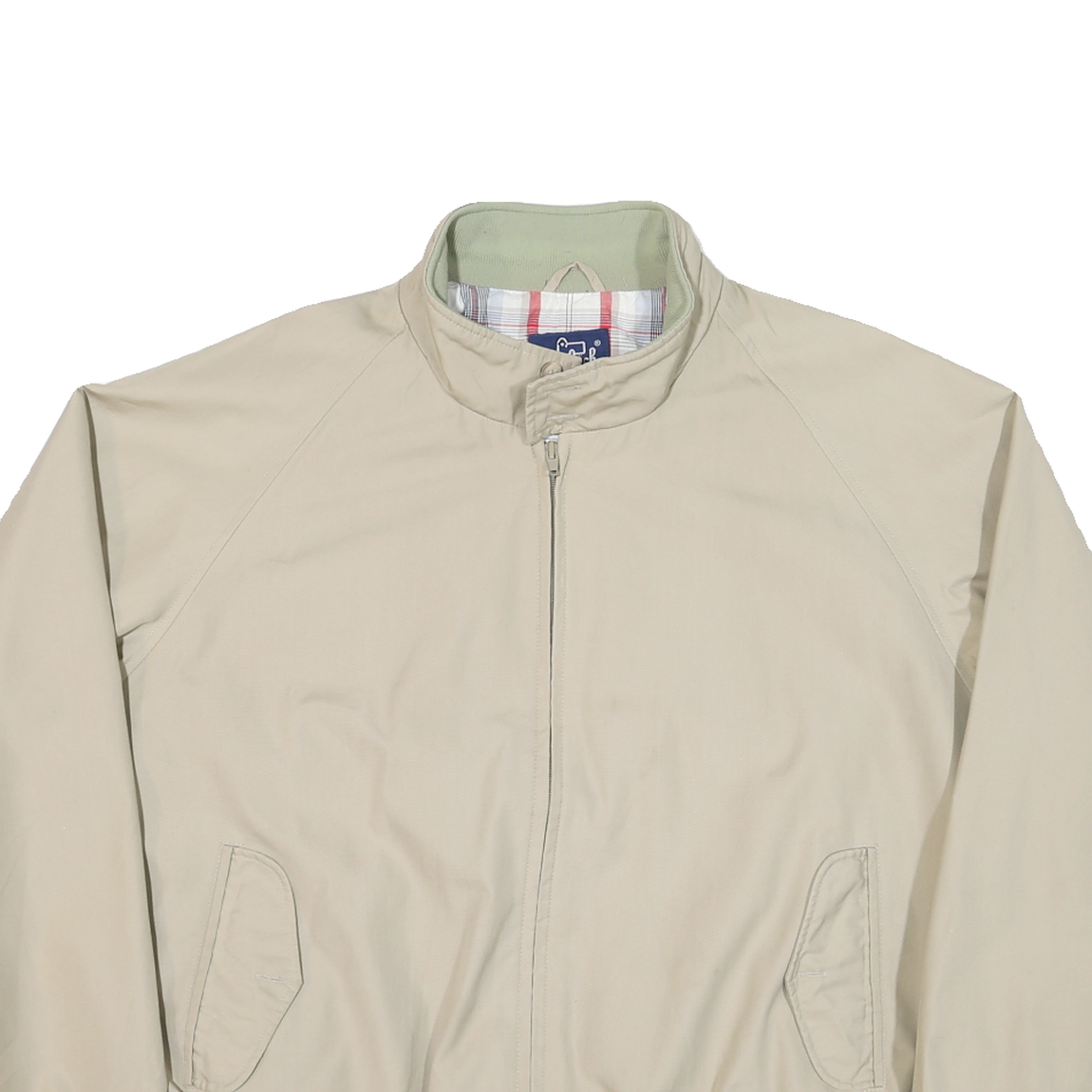 WOOLRICH Mens Beige Cotton Blend Harrington Jacket XL Plain Zip Casual Outerwear