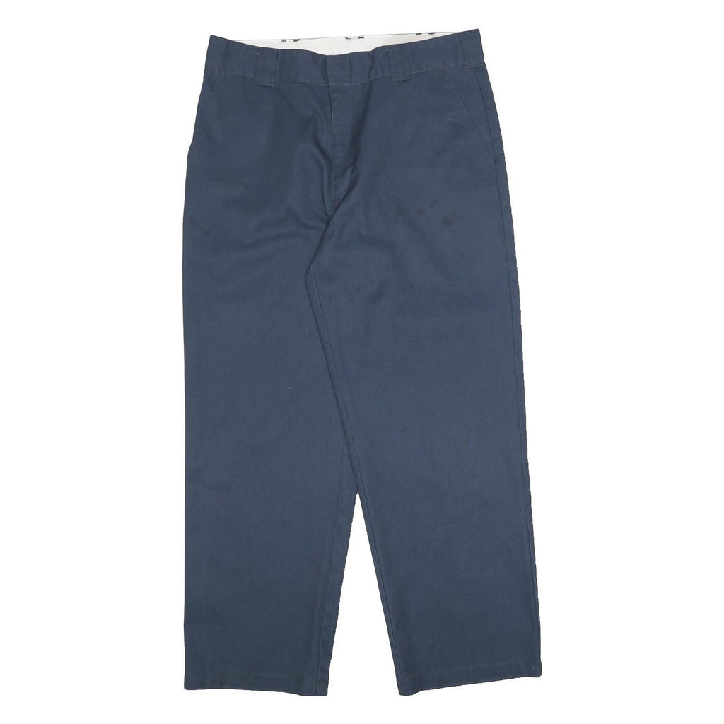 DICKIES Mens Cotton Blend Navy Relaxed Straight Trousers W36 L30 Workwear
