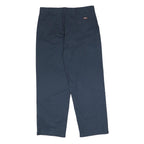 DICKIES Mens Cotton Blend Navy Relaxed Straight Trousers W36 L30 Workwear