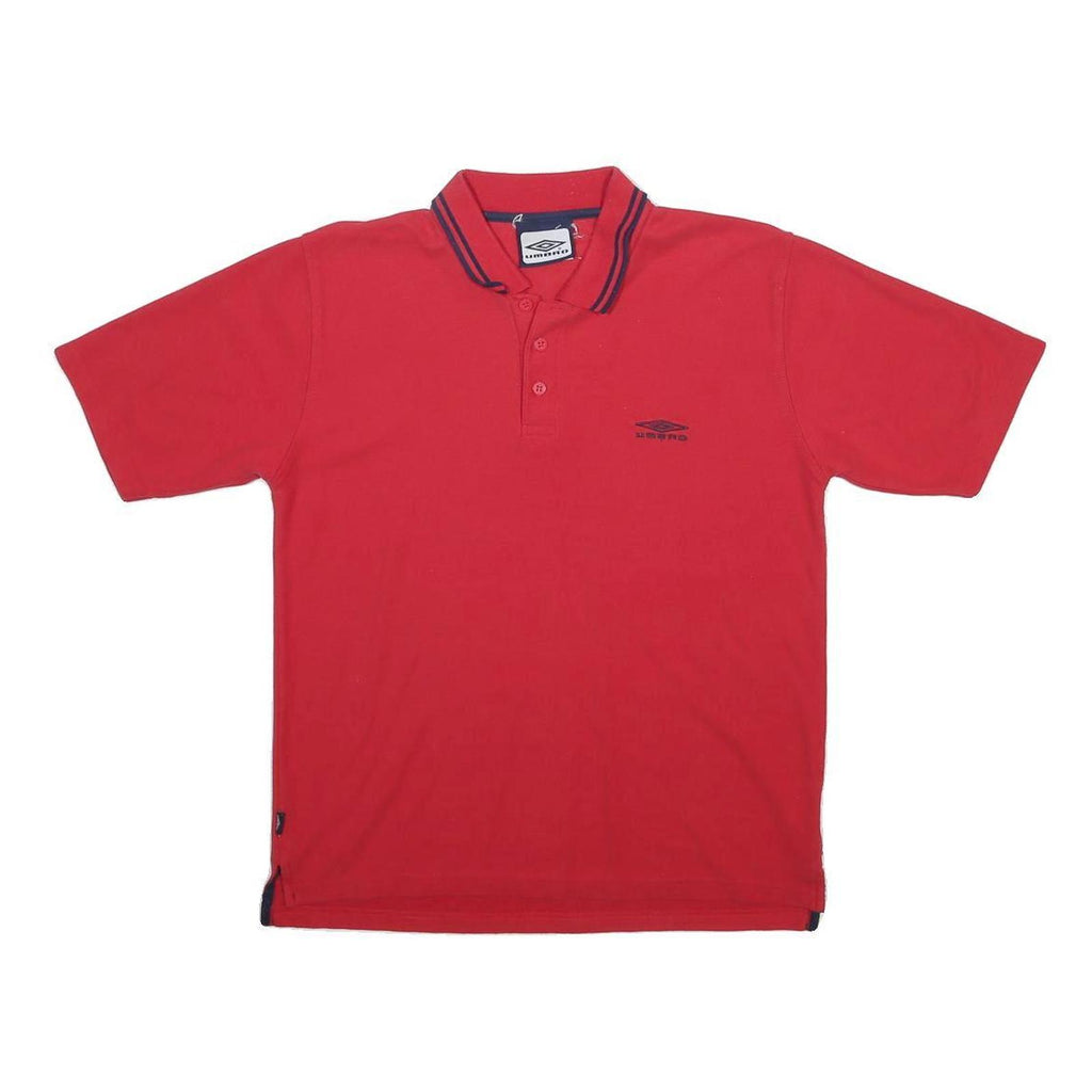 UMBRO Mens Red Polo Shirt L Cotton Blend Short Sleeve Basic Sportswear