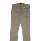 GUESS Mens Slim Fit Beige Cotton Blend Slim Trousers W32 L33 Zip Closure