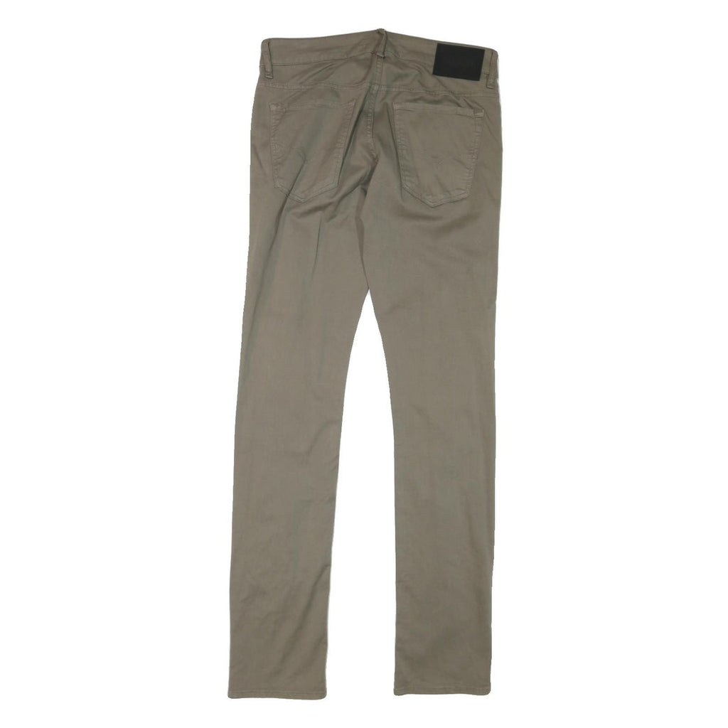 GUESS Mens Slim Fit Beige Cotton Blend Slim Trousers W32 L33 Zip Closure