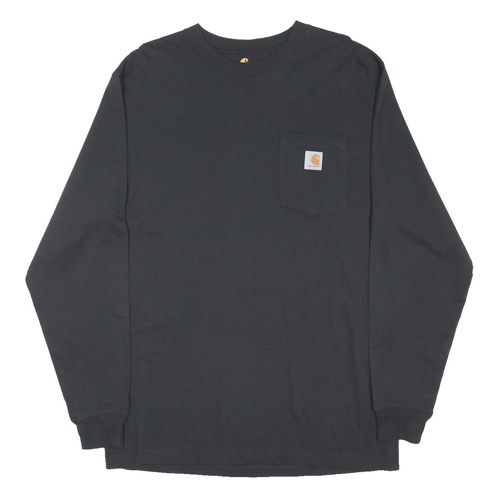CARHARTT Mens Black Long Sleeve Crew Neck T-Shirt M Pocket Cotton Blend
