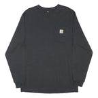 CARHARTT Mens Black Long Sleeve Crew Neck T-Shirt M Pocket Cotton Blend