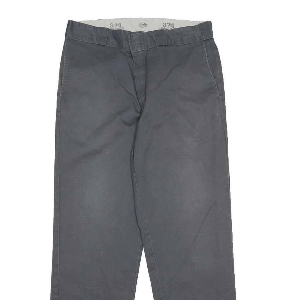 DICKIES Mens Regular Grey Cotton Blend Trousers W34 L32 Workwear Zip Closure