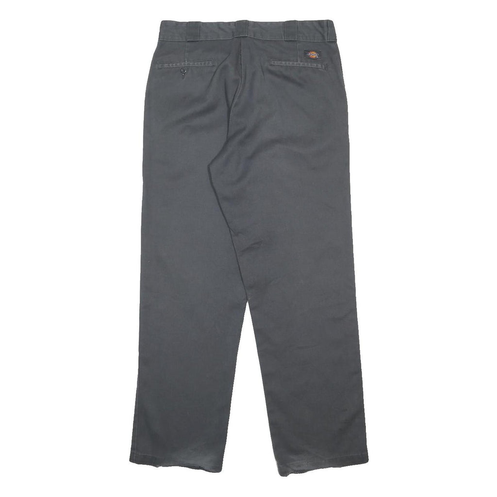 DICKIES Mens Regular Grey Cotton Blend Trousers W34 L32 Workwear Zip Closure