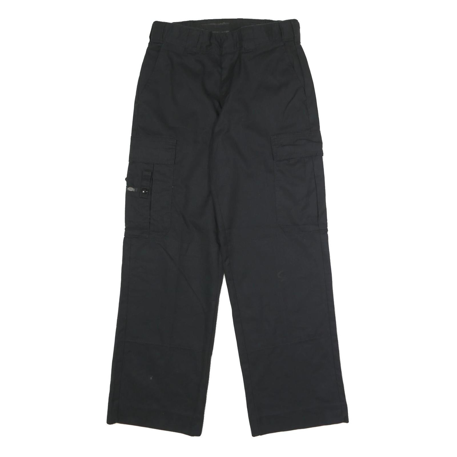 DICKIES Mens Polyester Blend Black Regular Cargo Trousers W30 L31 Workwear Zip