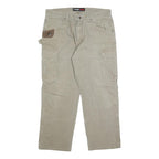 WRANGLER Mens Regular Beige Cotton Cargo Trousers W36 L30 Workwear Zip Closure