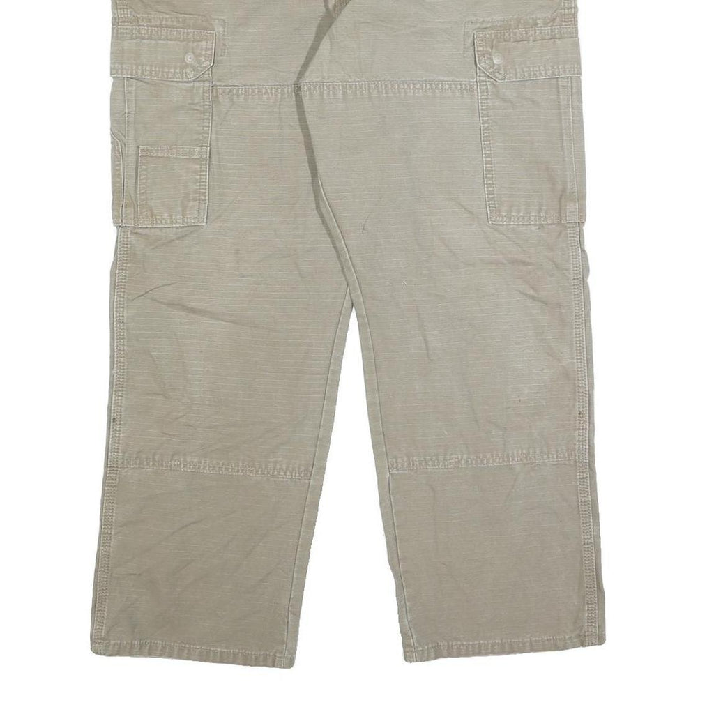 WRANGLER Mens Regular Beige Cotton Cargo Trousers W36 L30 Workwear Zip Closure