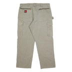 WRANGLER Mens Regular Beige Cotton Cargo Trousers W36 L30 Workwear Zip Closure