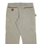 WRANGLER Mens Regular Beige Cotton Cargo Trousers W36 L30 Workwear Zip Closure