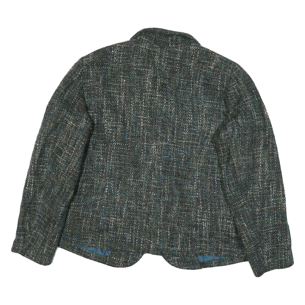 CHRISTOPHER & BANKS Mens Blue Green Cotton Blend Check Button Jacket XL Tailored