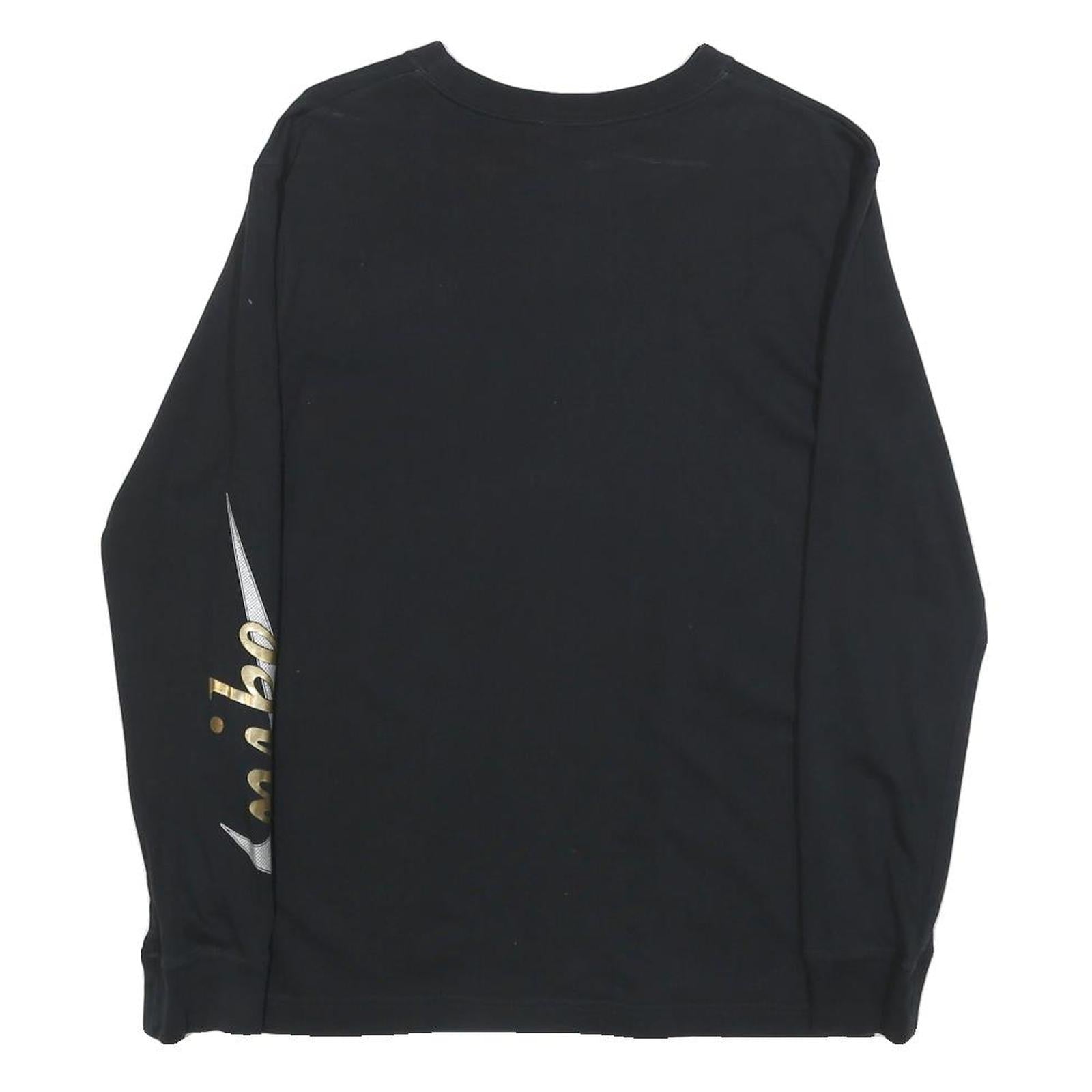 NIKE Mens Black Long Sleeve Crew Neck Graphic T-Shirt XS Cotton Blend