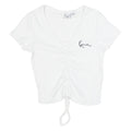 KARL KANI Ruched Womens Top White V-Neck S