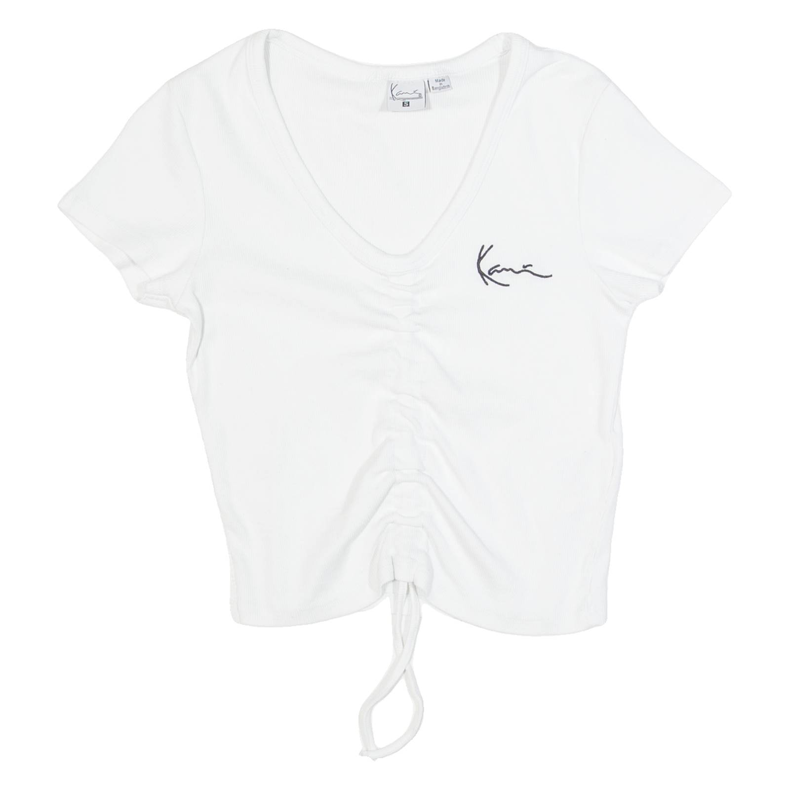 KARL KANI Ruched Womens Top White V-Neck S