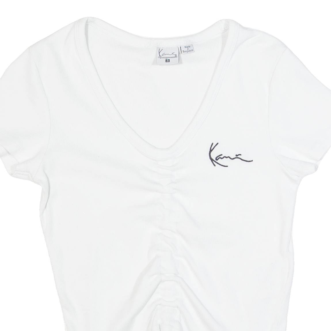 KARL KANI Ruched Womens Top White V-Neck S