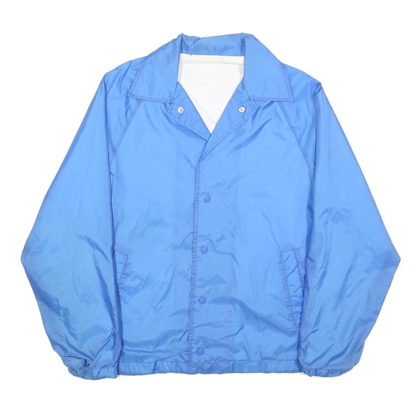 Mens Blue Polyester Blend Button Jacket M Plain Lightweight Casual Outerwear