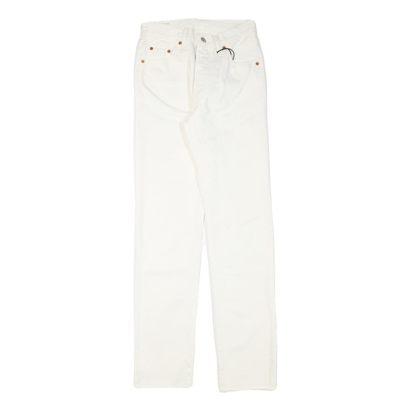 LEVI'S 501 Womens White Regular Straight Denim Jeans W25 L30 Classic Button