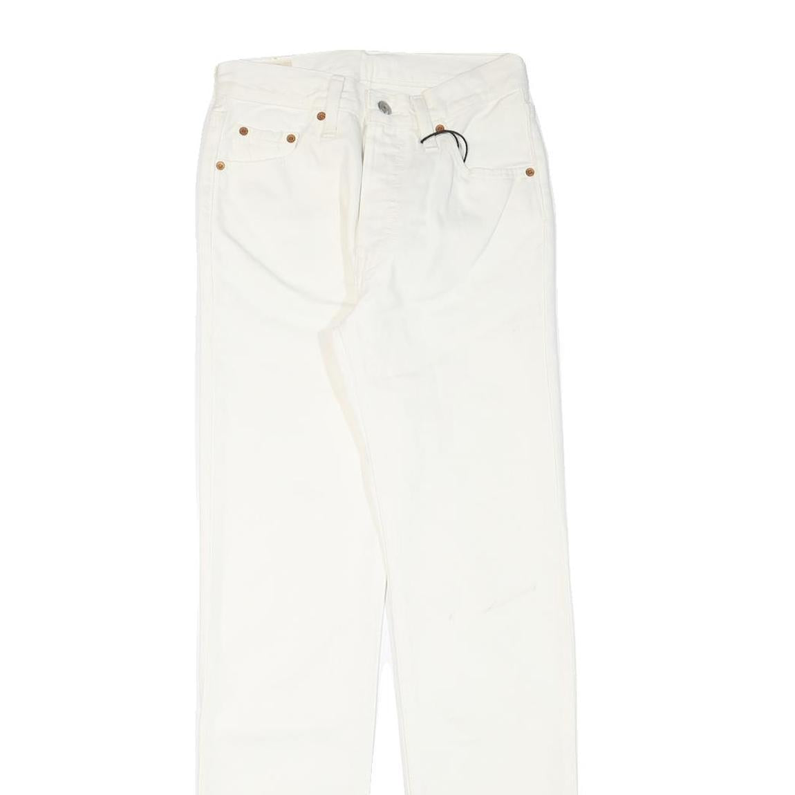 LEVI'S 501 Womens White Regular Straight Denim Jeans W25 L30 Classic Button