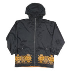 MERYLL JEANS Womens Black & Orange Zip Jacket M Polyester Blend Plain Print