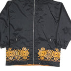 MERYLL JEANS Womens Black & Orange Zip Jacket M Polyester Blend Plain Print