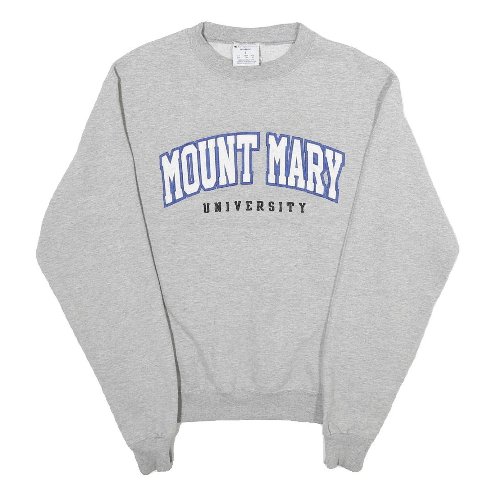 CHAMPION Mens Grey Mount Mary University Crew Neck S Cotton Blend Sweatshirt