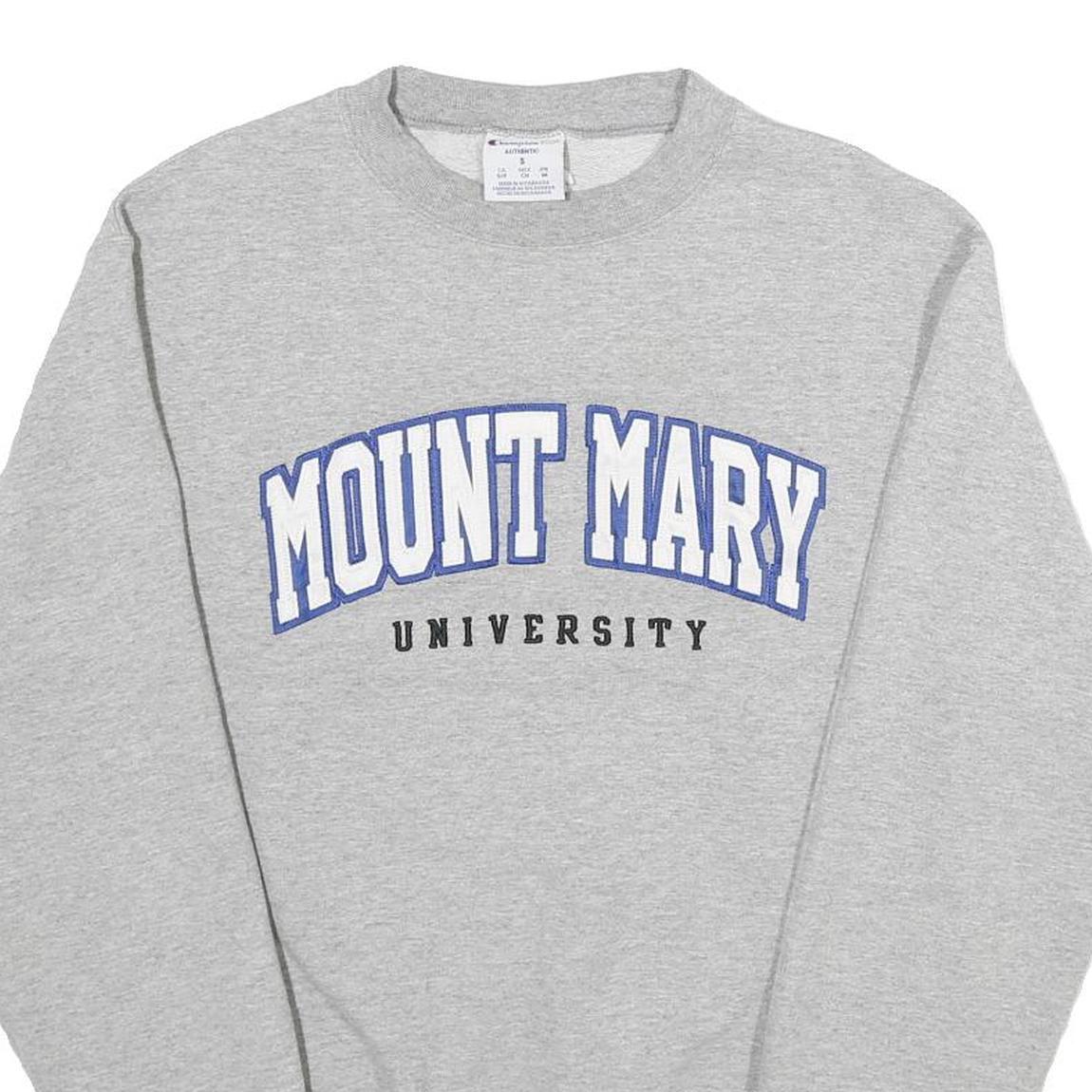 CHAMPION Mens Grey Mount Mary University Crew Neck S Cotton Blend Sweatshirt