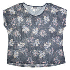 YESSICA Mesh Womens Printed Top Blue Floral L
