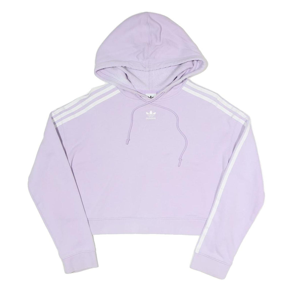 ADIDAS Womens Lilac Hoodie UK 8 Cropped Cotton Blend Sweatshirt