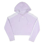 ADIDAS Womens Lilac Hoodie UK 8 Cropped Cotton Blend Sweatshirt