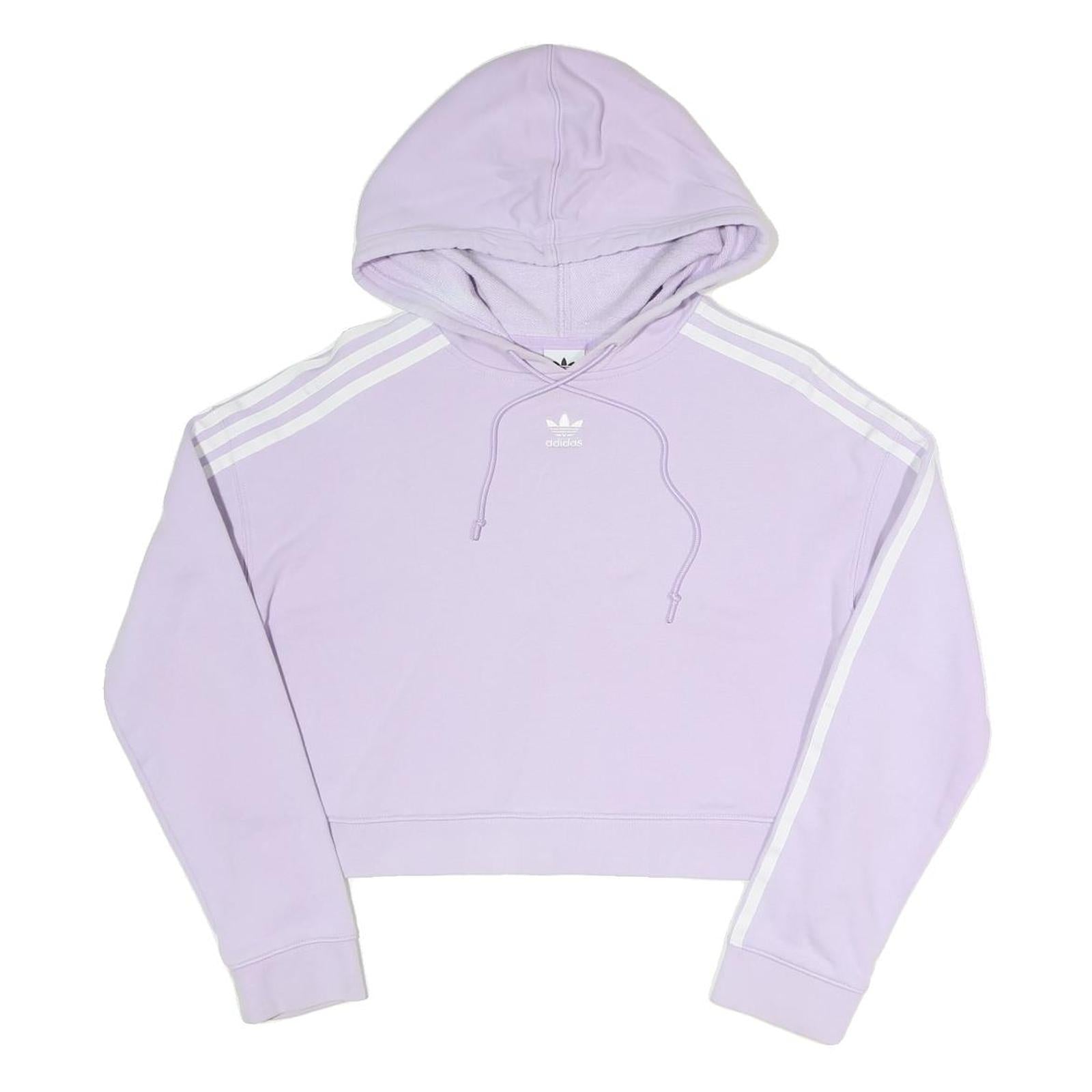 ADIDAS Womens Lilac Hoodie UK 8 Cropped Cotton Blend Sweatshirt