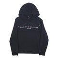 TOMMY HILFIGER Womens Navy Hoodie M Cotton Pullover Logo Est 1985