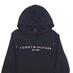 TOMMY HILFIGER Womens Navy Hoodie M Cotton Pullover Logo Est 1985