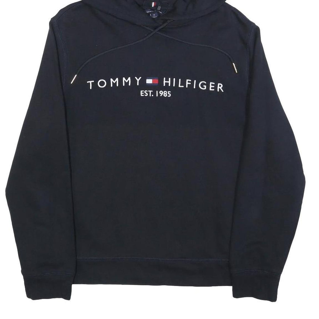 TOMMY HILFIGER Womens Navy Hoodie M Cotton Pullover Logo Est 1985