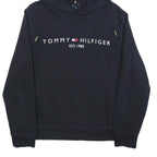 TOMMY HILFIGER Womens Navy Hoodie M Cotton Pullover Logo Est 1985