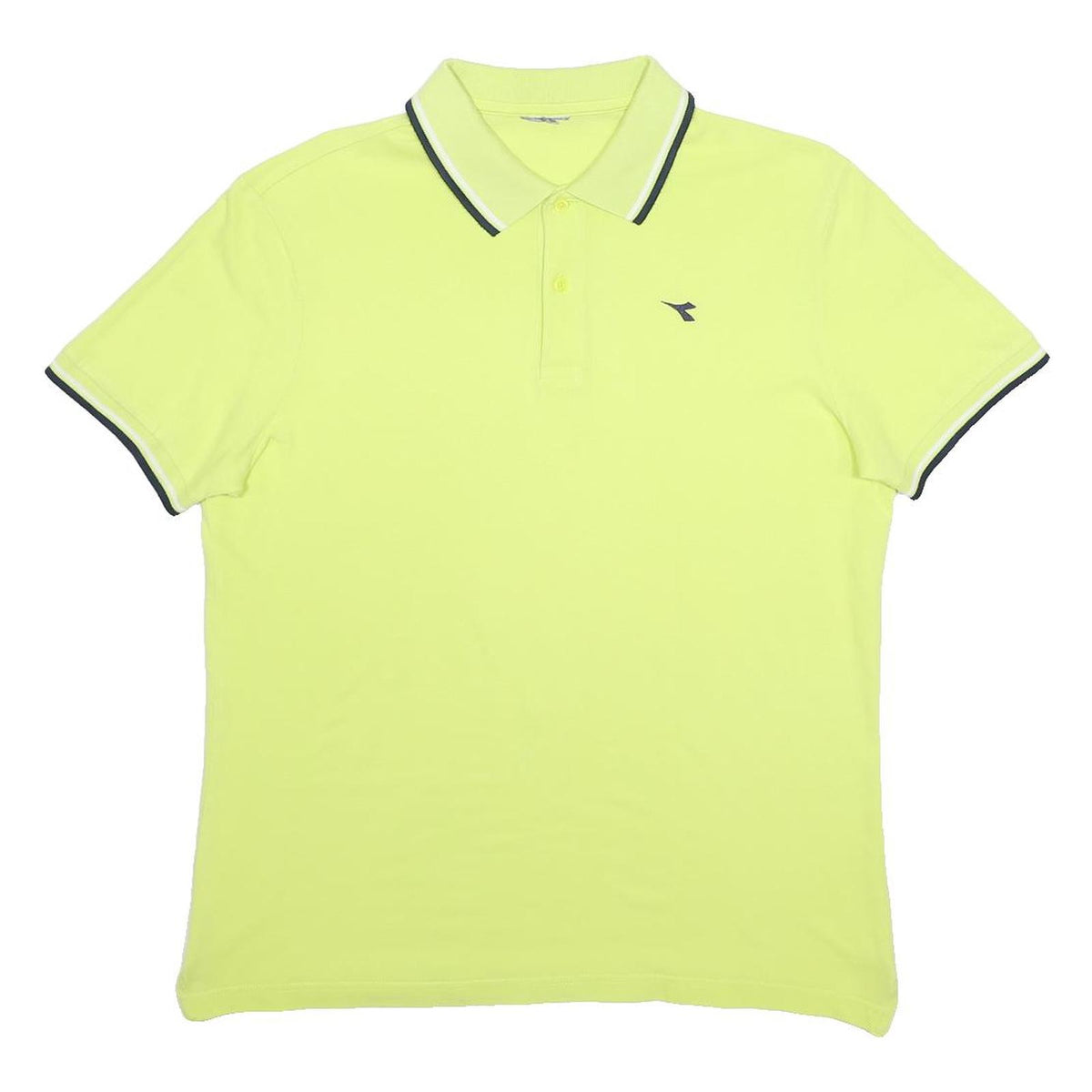 DIADORA Mens Yellow Short Sleeve Plain L Polo Shirt Sport Casual