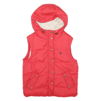 JACK WILLS Womens Red Hooded Puffer Gilet UK 10 Polyester Blend Zip Sleeveless