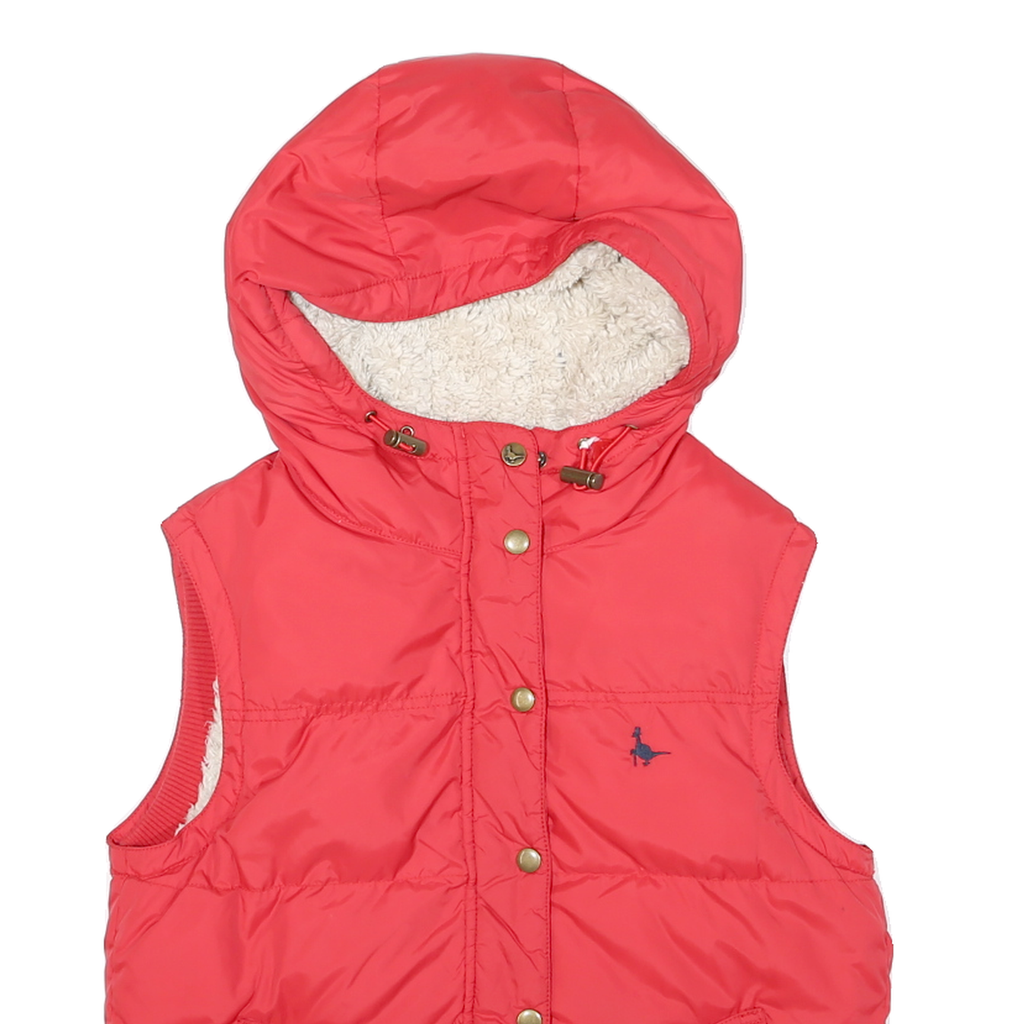 JACK WILLS Womens Red Hooded Puffer Gilet UK 10 Polyester Blend Zip Sleeveless