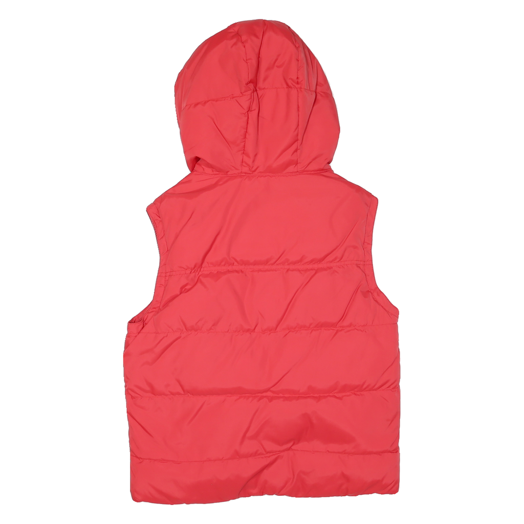JACK WILLS Womens Red Hooded Puffer Gilet UK 10 Polyester Blend Zip Sleeveless