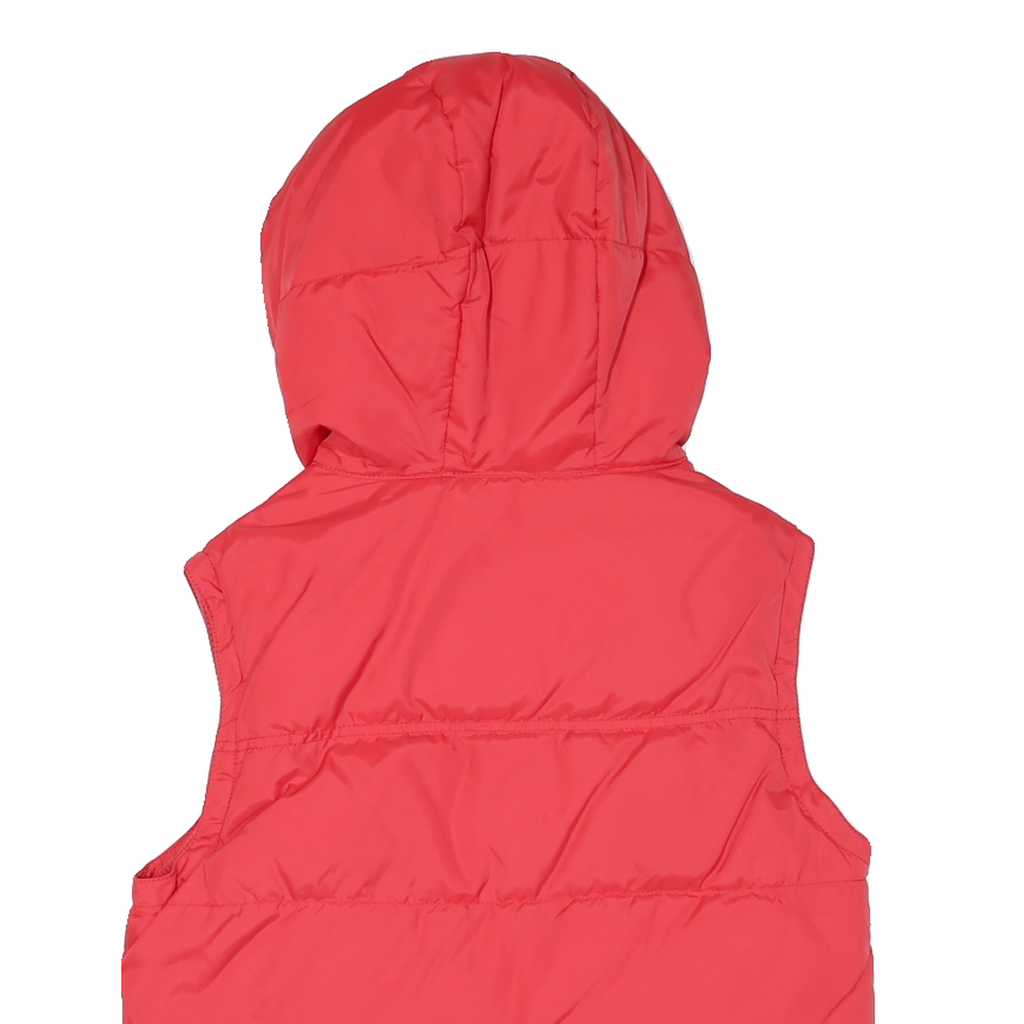 JACK WILLS Womens Red Hooded Puffer Gilet UK 10 Polyester Blend Zip Sleeveless