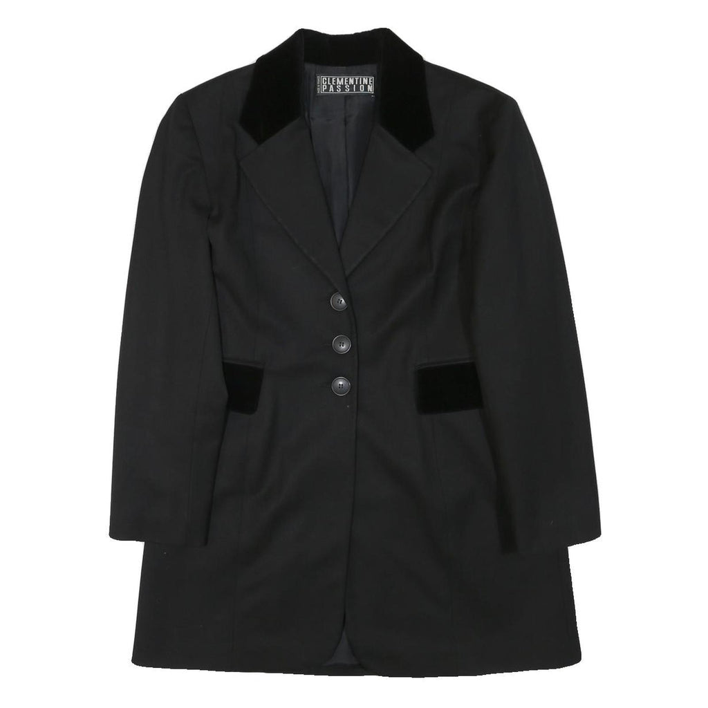CLEMENTINE PASSION Womens Black Velvet Collar Jacket S Polyester Blend Button